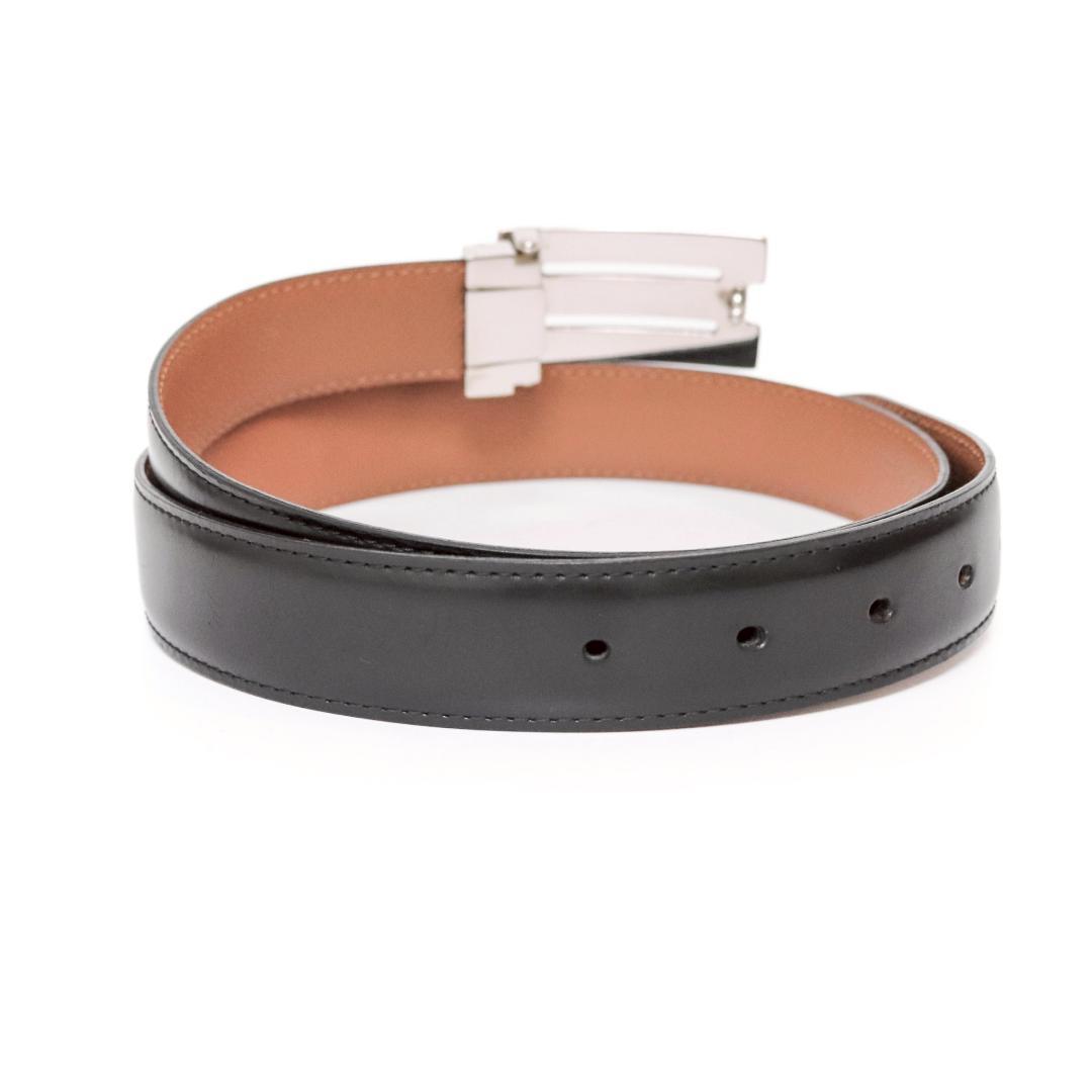 BVLGARI ロゴバックル レザーベルト 82cm±5／幅3cm n43