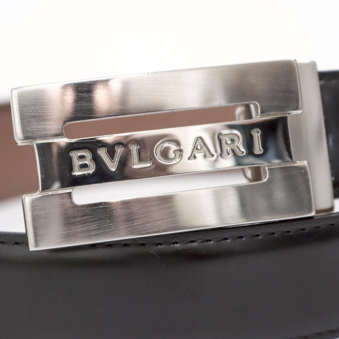 BVLGARI ロゴバックル レザーベルト 82cm±5／幅3cm n43