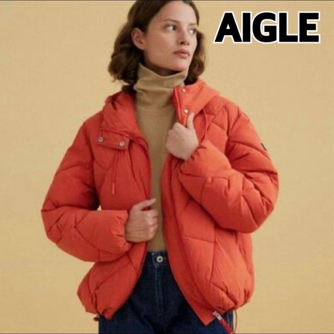 美品 最新 現行モデルエーグル 撥水 ショートパデッドフーデッドダウンジャケット