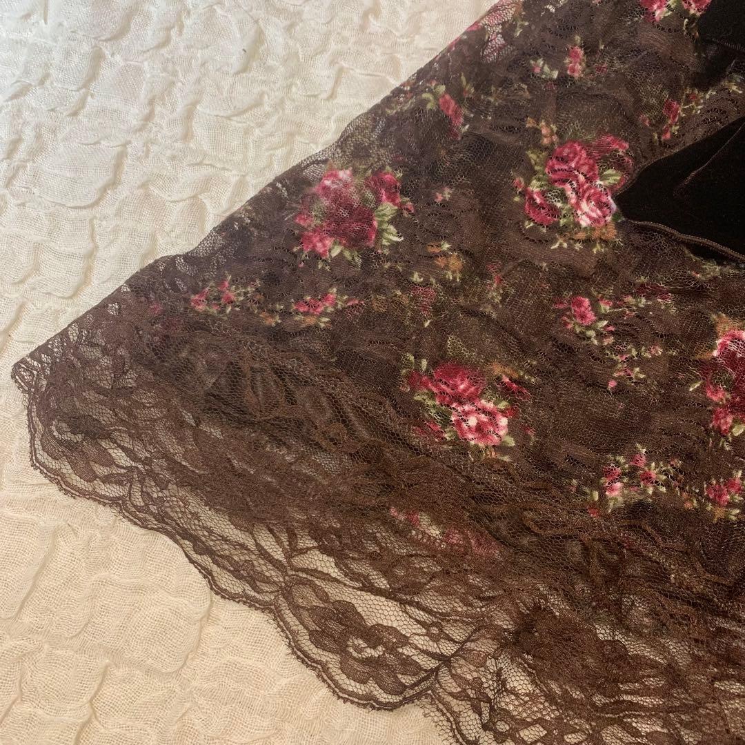 希少！極美品　リズリサ　ベロア　レース　でかリボン　キャミソール　M