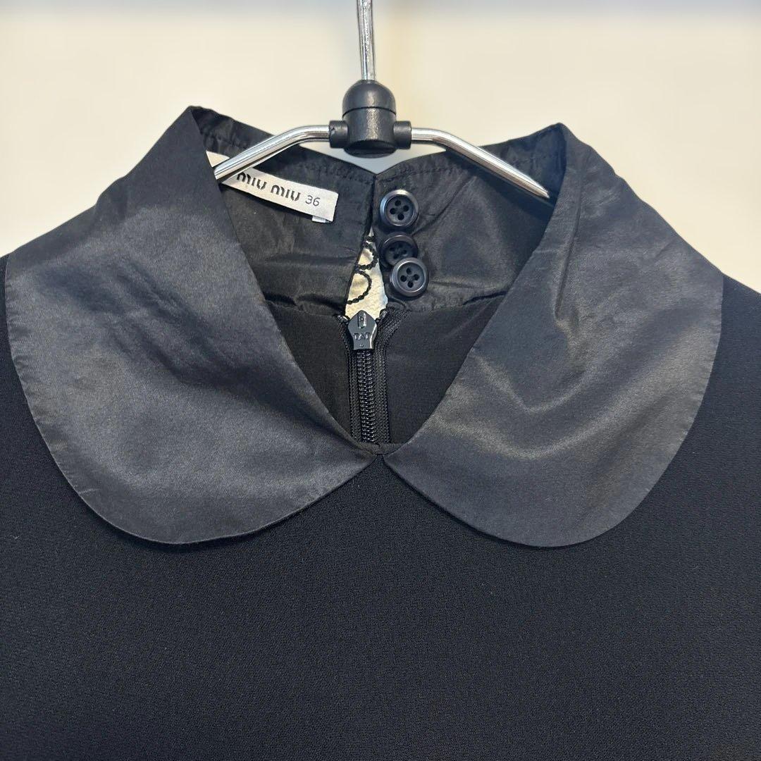 【みに】miu miu 襟付きミニワンピース ブラック 36