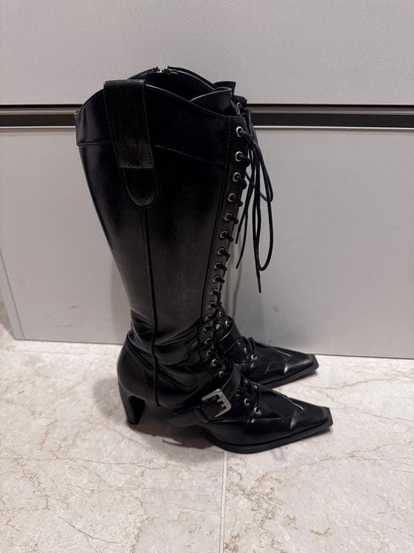 SLY ポインティド/レースアップ/ウエスタンブーツ