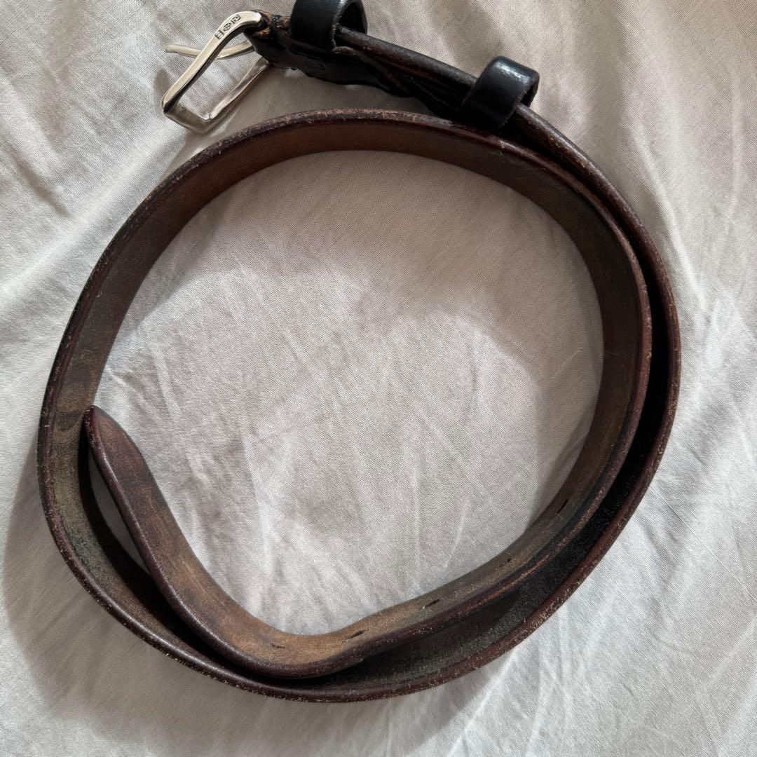 池之端銀革店 ベルト 銀製バックル 幅28mm 32インチ