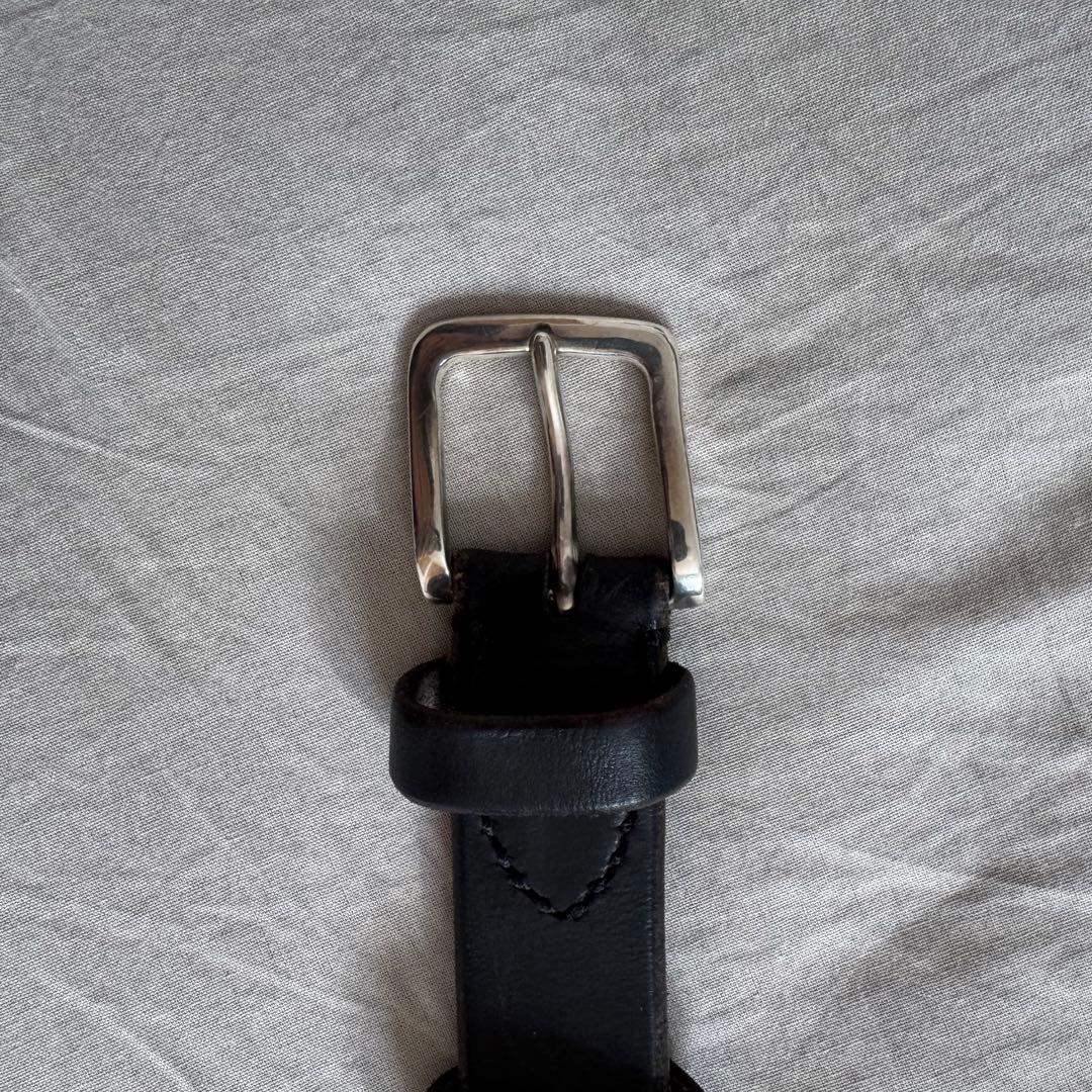 池之端銀革店 ベルト 銀製バックル 幅28mm 32インチ