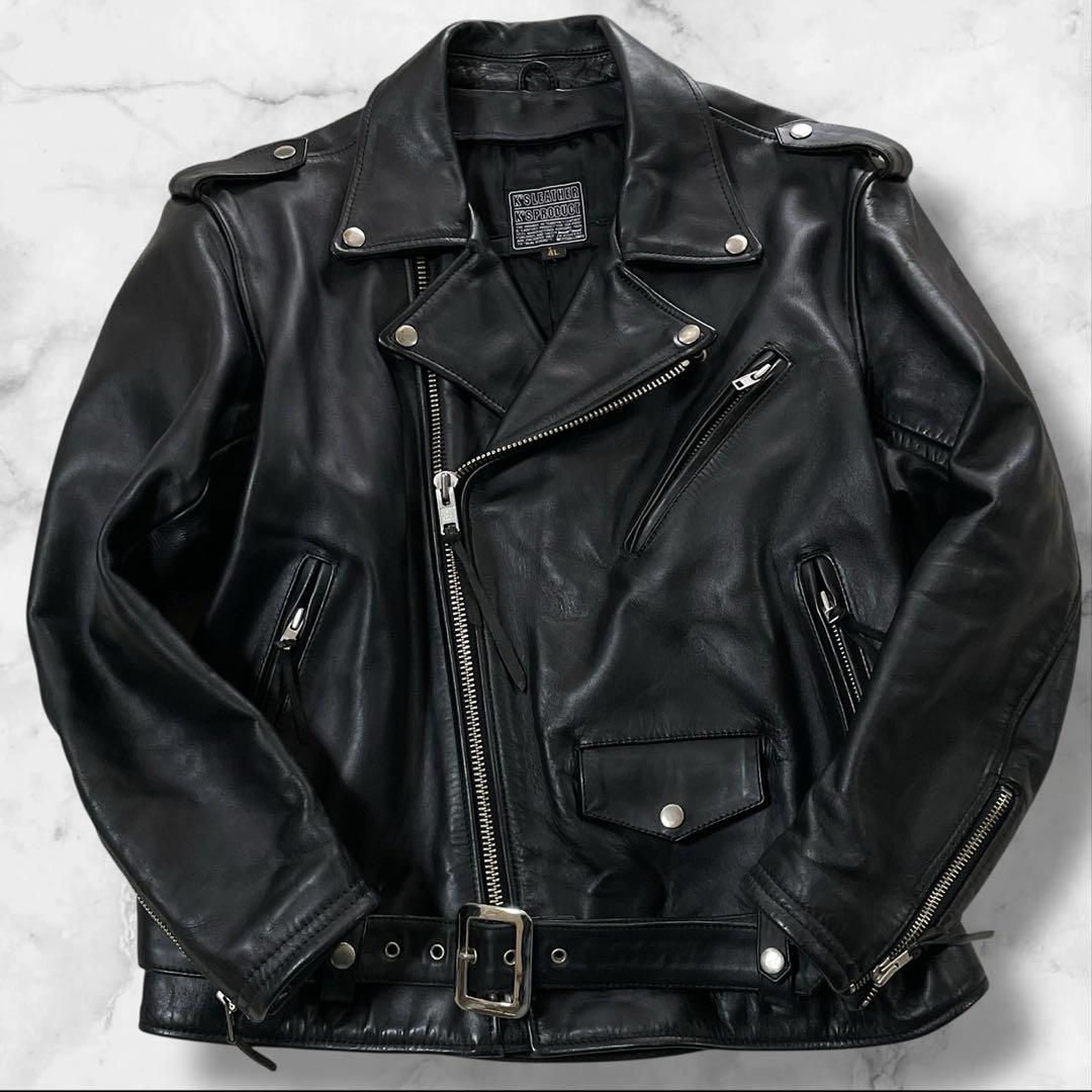 極美品/4L ● カドヤ レザージャケット ダブルライダース 牛革 ブラック
