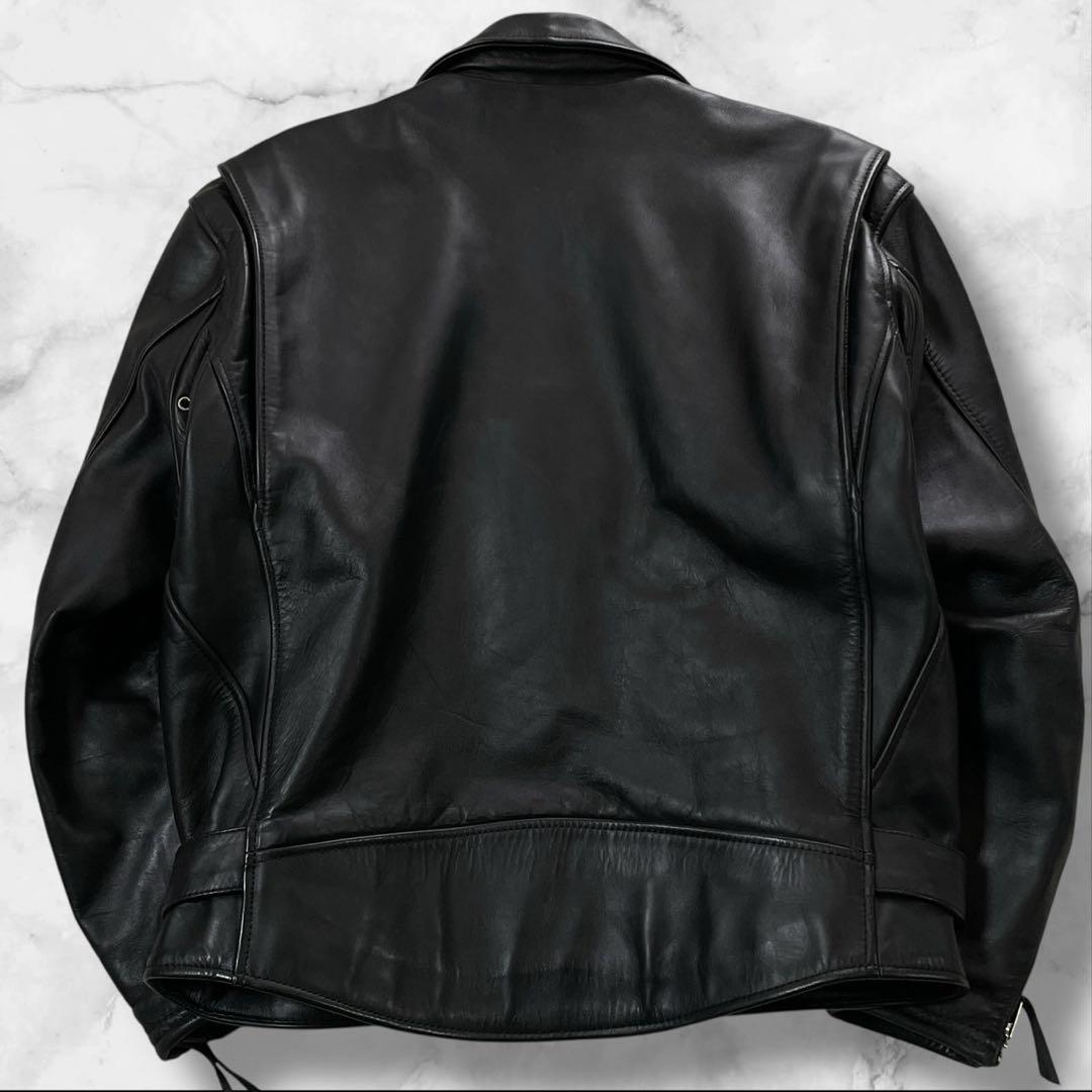 極美品/4L ● カドヤ レザージャケット ダブルライダース 牛革 ブラック