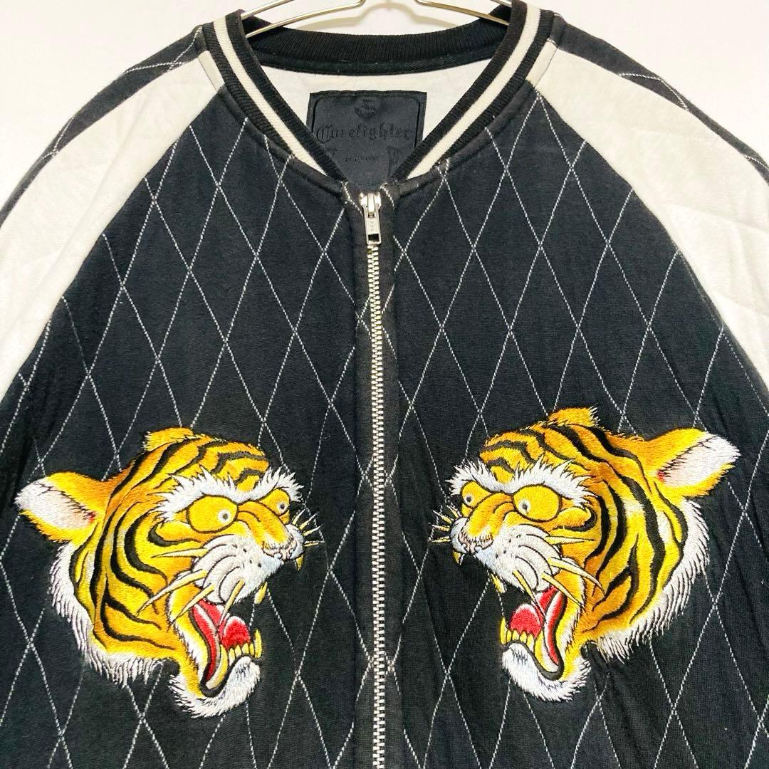 x*x様 コアファイター 顔虎 刺繍 スカジャン XLサイズ キルティング 白