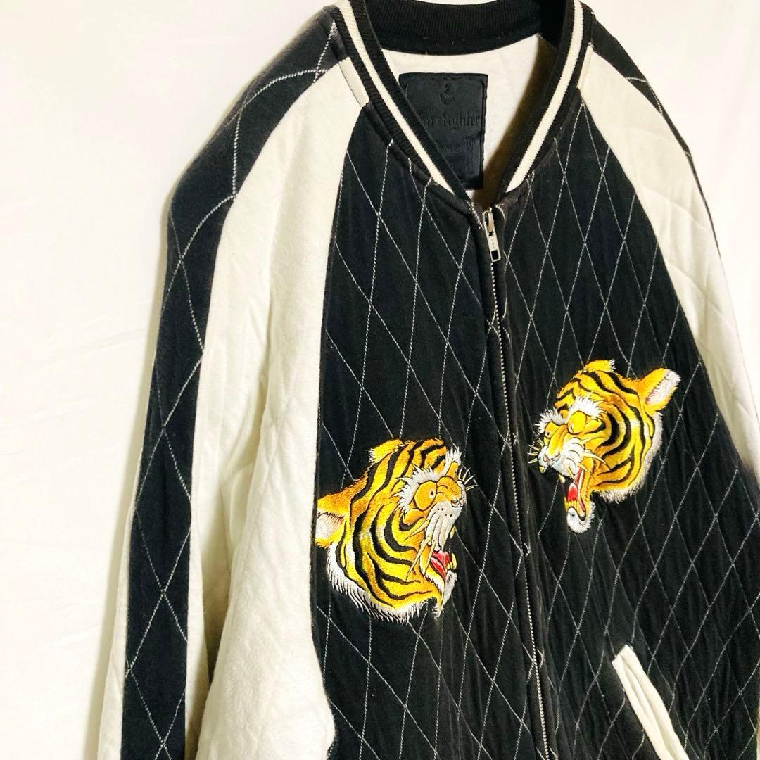 x*x様 コアファイター 顔虎 刺繍 スカジャン XLサイズ キルティング 白