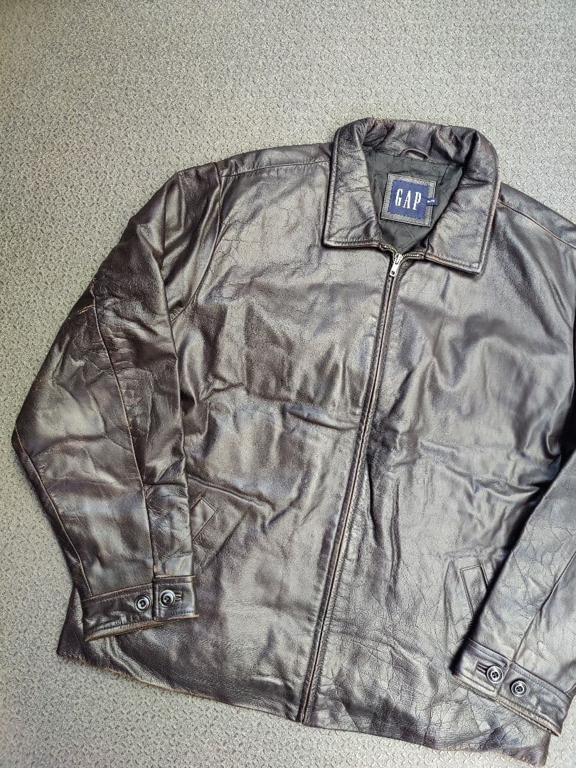 90s-00s old GAP レザー ジャケット ライダース　カーコート