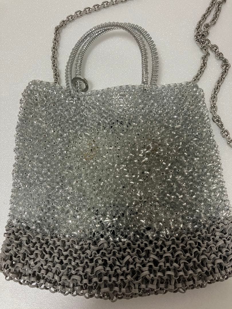 【美品】familiar × ANTEPRIMA ミニショルダーバッグ　シルバー