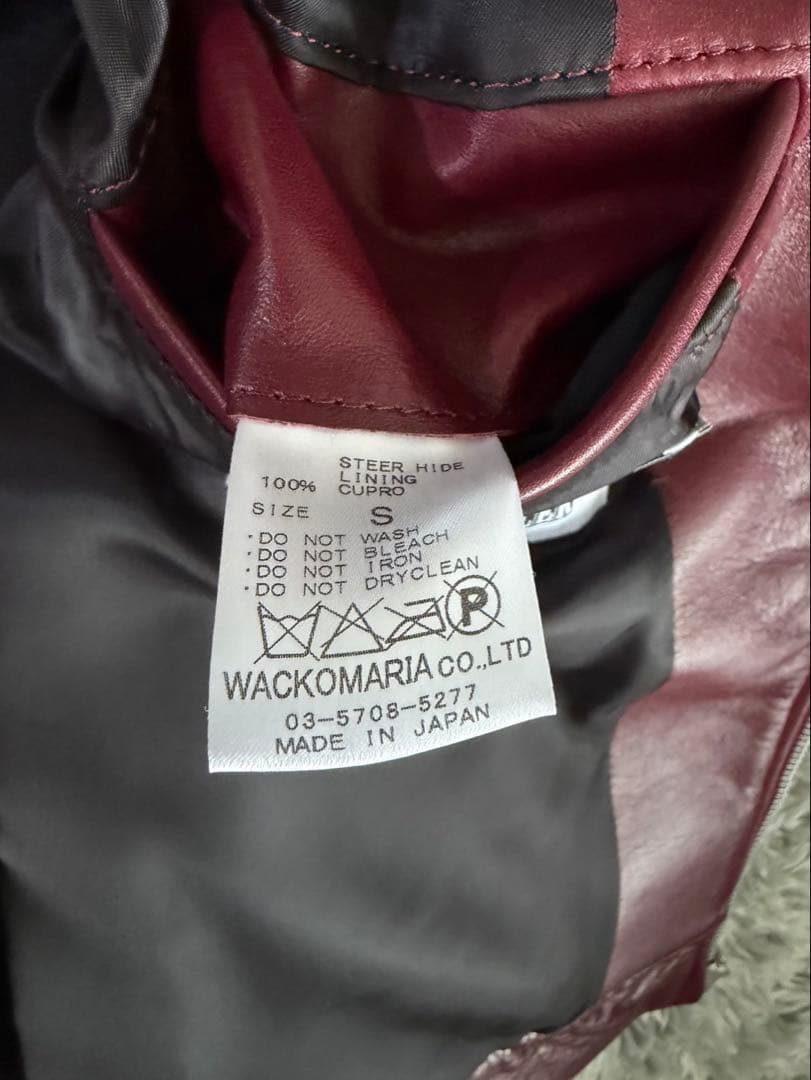 大特価‼️ ワコマリア　シングルライダース　レザー　leather レッド　ダブル