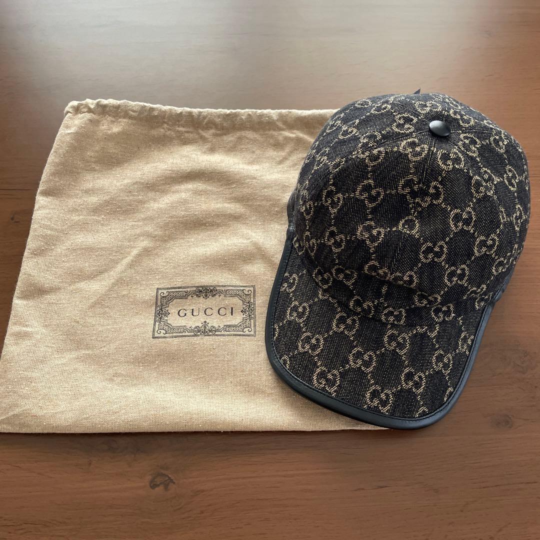 GUCCI GGモノグラム デニム キャップ ユニセックス S