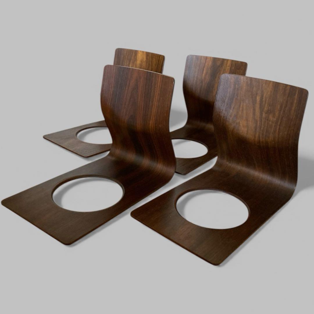 ４脚　天童木工　チェア　曲木　ローズウッド tendo 旧ロゴ　プライウッド