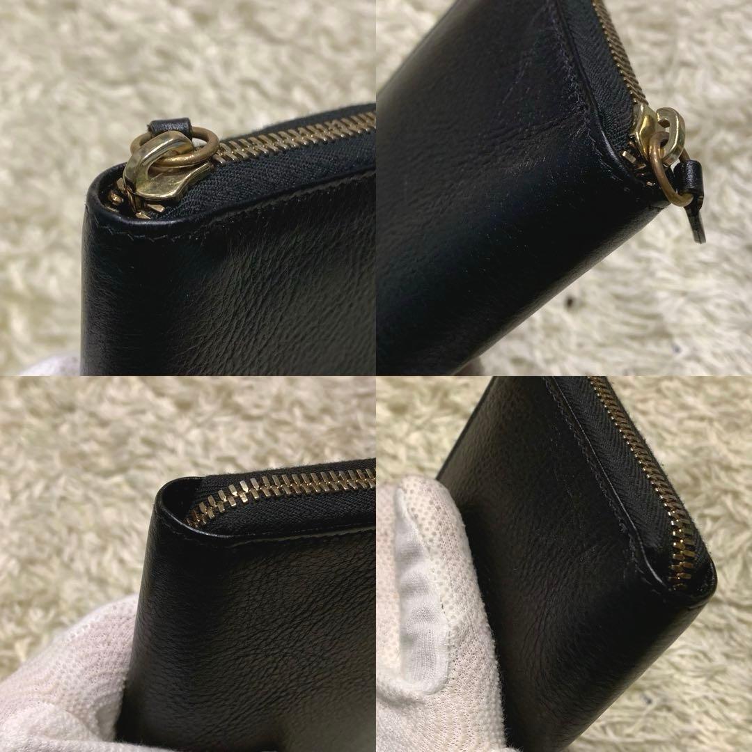 未使用級✨イルビゾンテ 長財布 ロゴ型押し ラウンドファスナー レザー ブラック