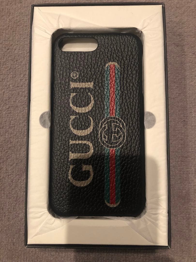 GUCCI ブラックレザー調 iPhoneケース