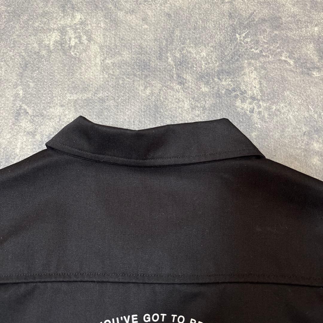 Bunzou！希少▲バックチャンネル ワークシャツ 黒 ライオン 背面プリ