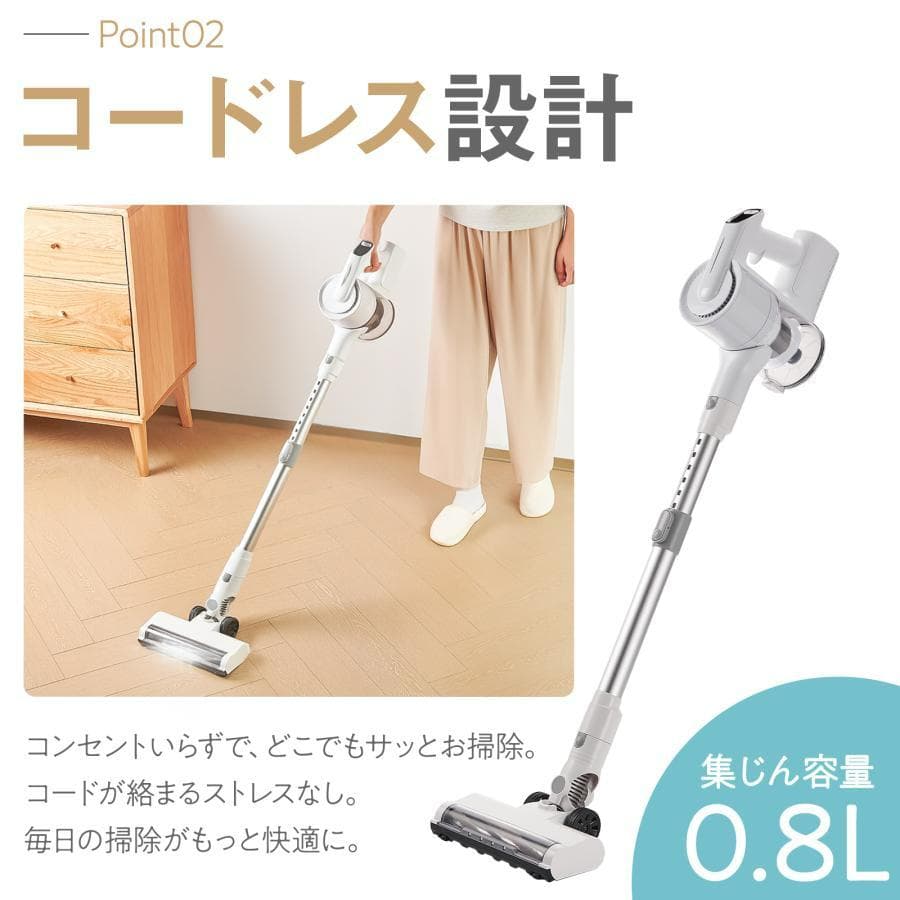 掃除機 コードレス サイクロン式 軽量 ハンディクリーナー 壁掛スタンド付き