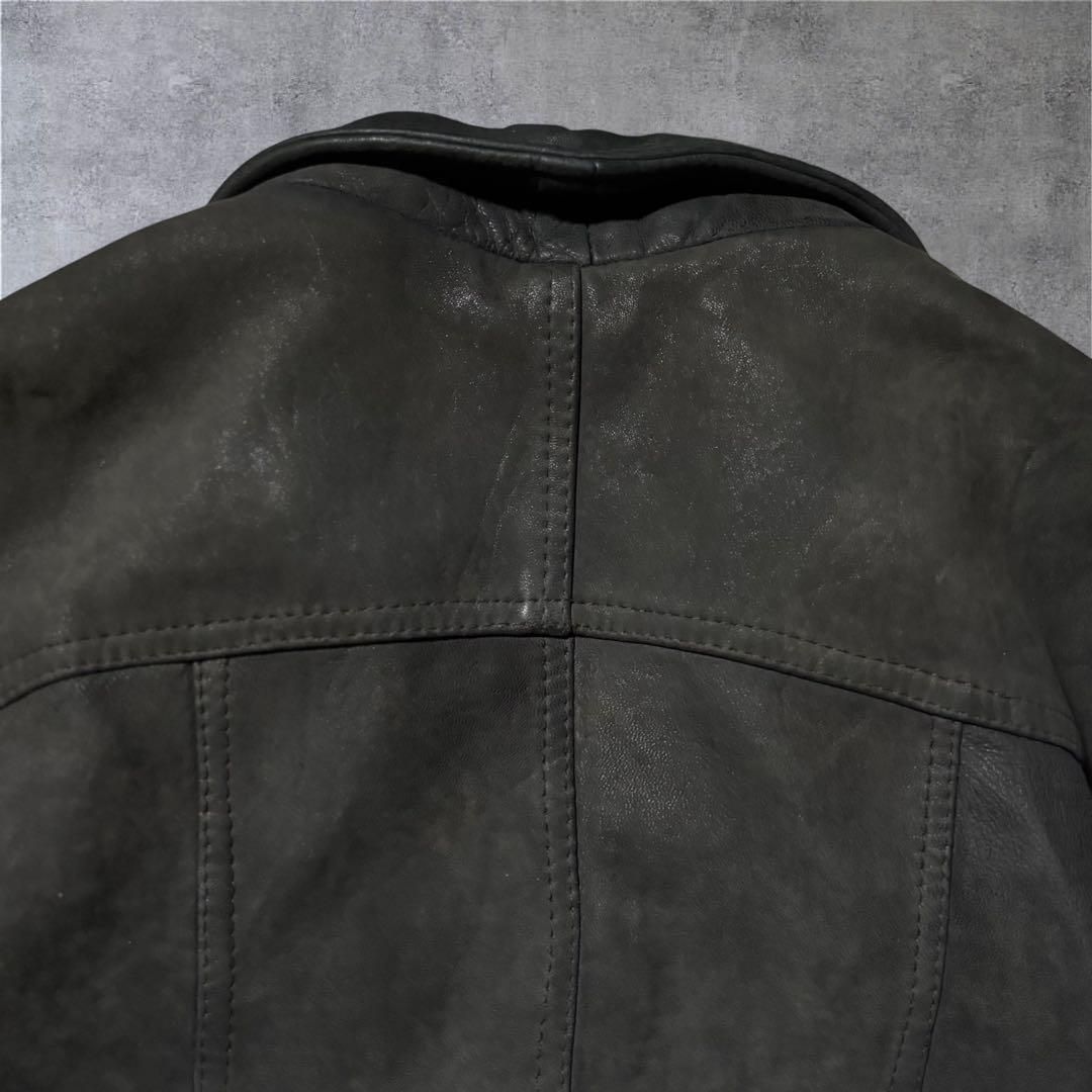 90s本革 レザージャケット 黒 ビッグシルエット 短丈 フライト