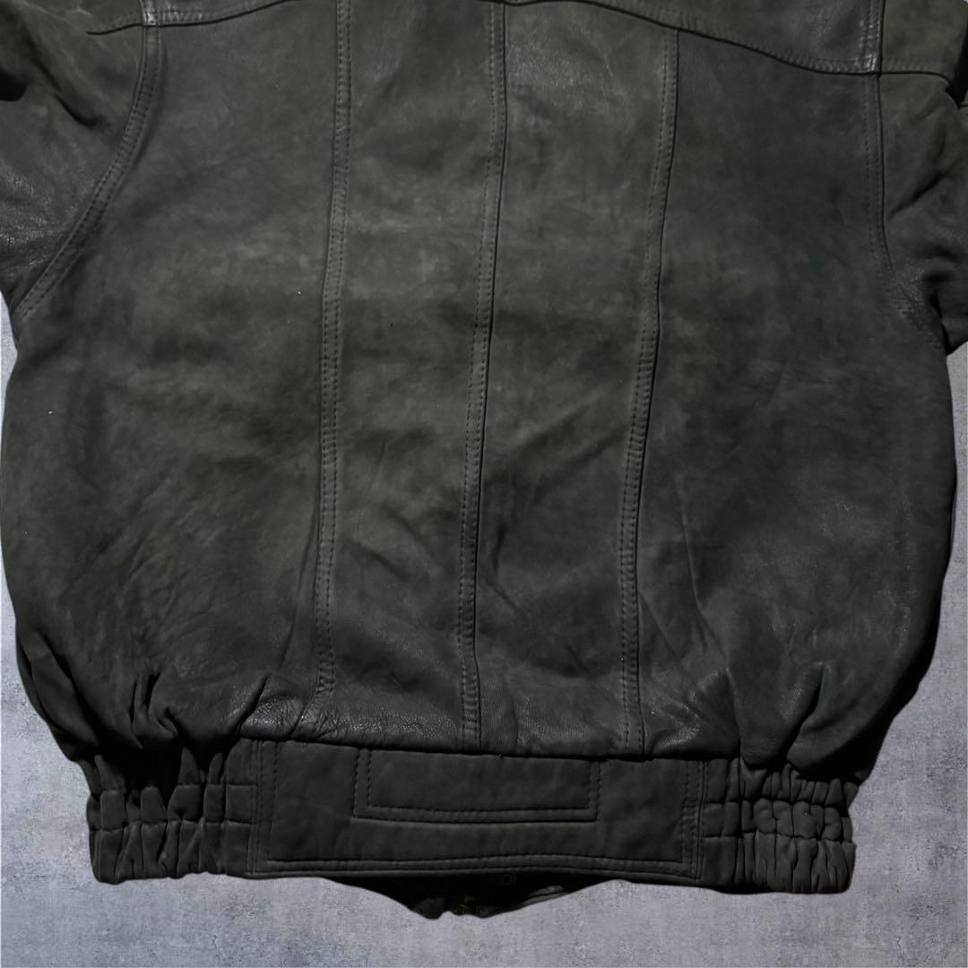 90s本革 レザージャケット 黒 ビッグシルエット 短丈 フライト