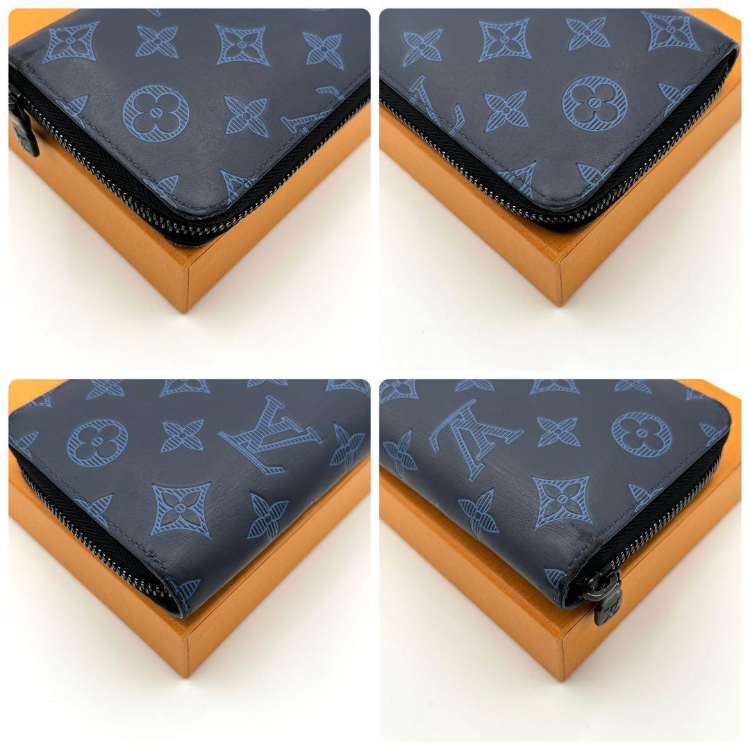 【美品】ルイヴィトン シャドウ ヴェルディカル ネイビー 長財布 メンズ