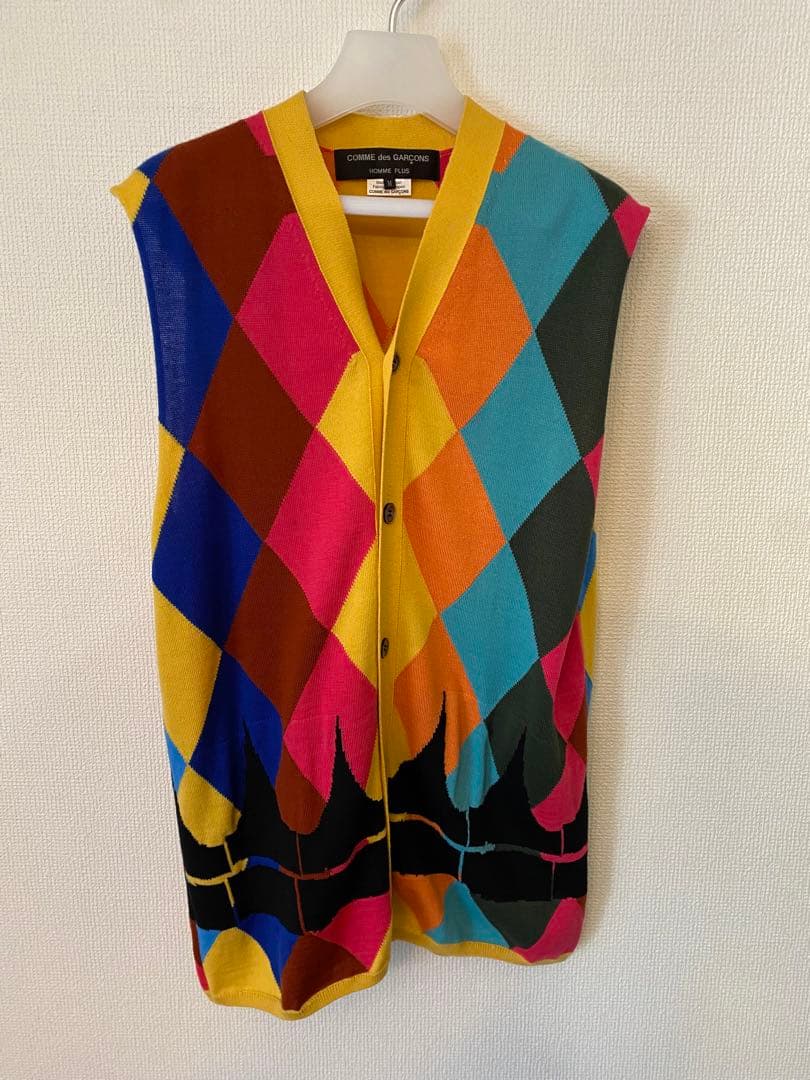 値引き可 コムデギャルソンオムプリュス 2023SS アーガイル ニットベスト