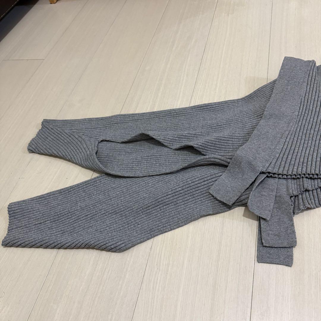 UN3D. アンスリード オープンスリーブニット　グレー×ブルー F