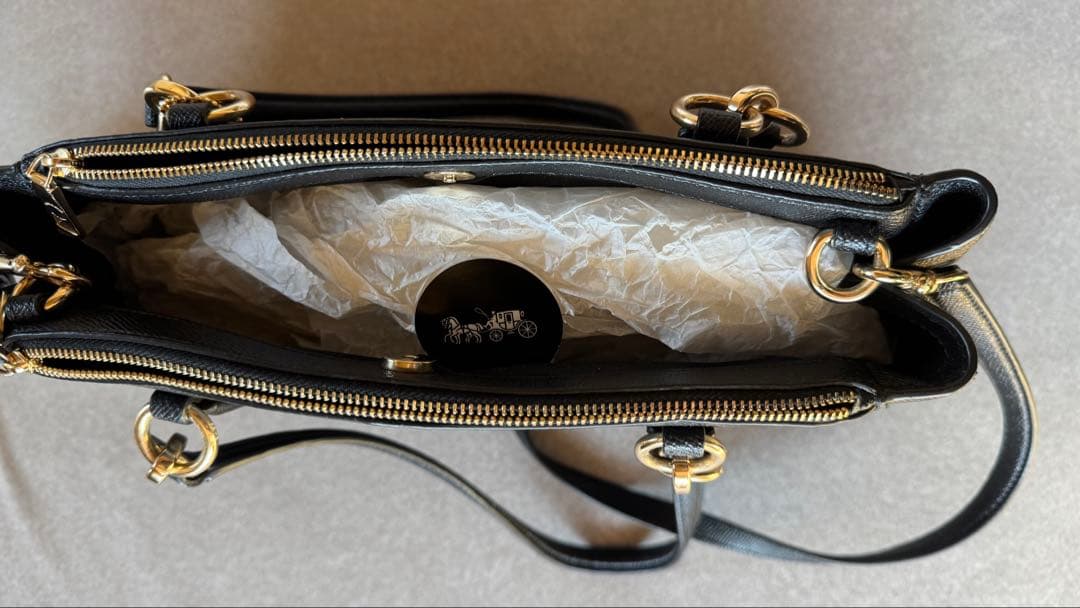 極美品 自宅保管品 COACH コーチ ブラックレザー 2WAY ハンドバッグ