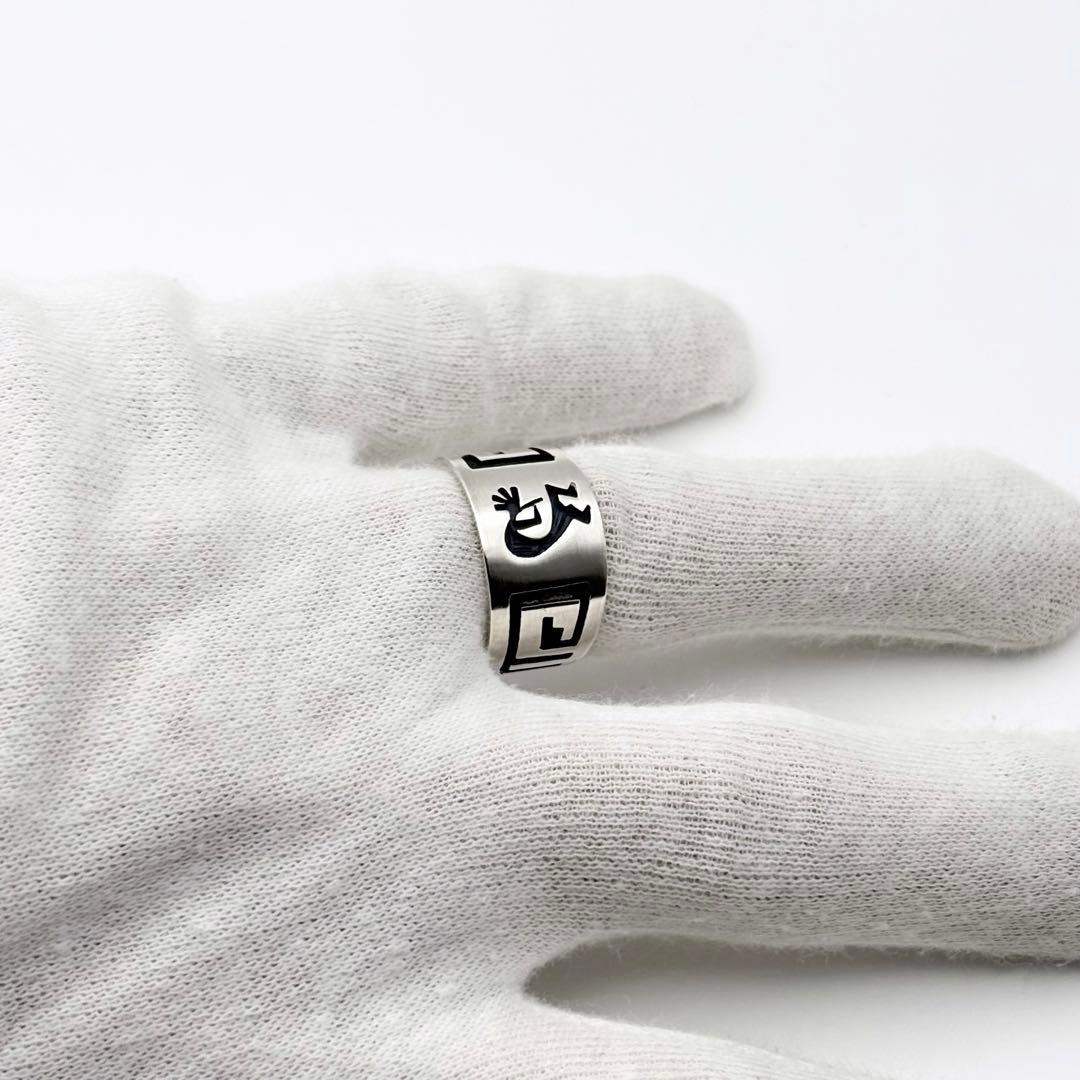 ホピ族 ジーン・プーヤウマ オーバーレイ ココペリ リング 17号 希少 美品