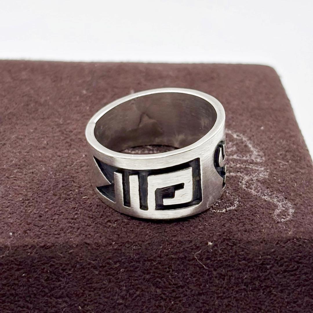 ホピ族 ジーン・プーヤウマ オーバーレイ ココペリ リング 17号 希少 美品