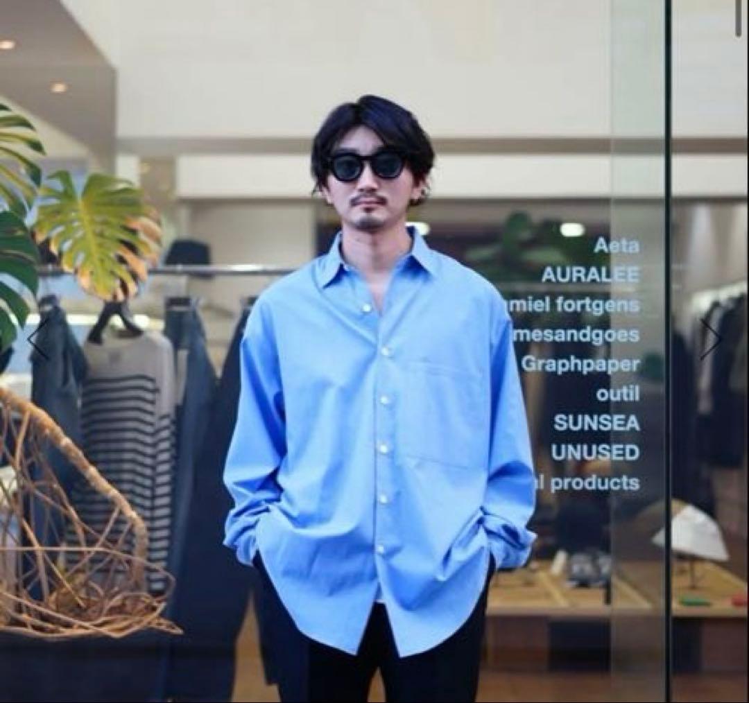 白*ツ様 AURALEE Washed Finx Twill Big Shirt