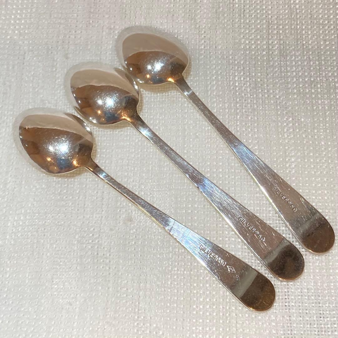 85 純銀梅花装飾モカスプーン3本セット