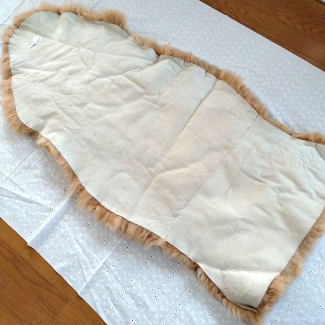 【16日まで】ムートン　羊毛　ラグ　ファー　マット　ベージュブラウン　敷物