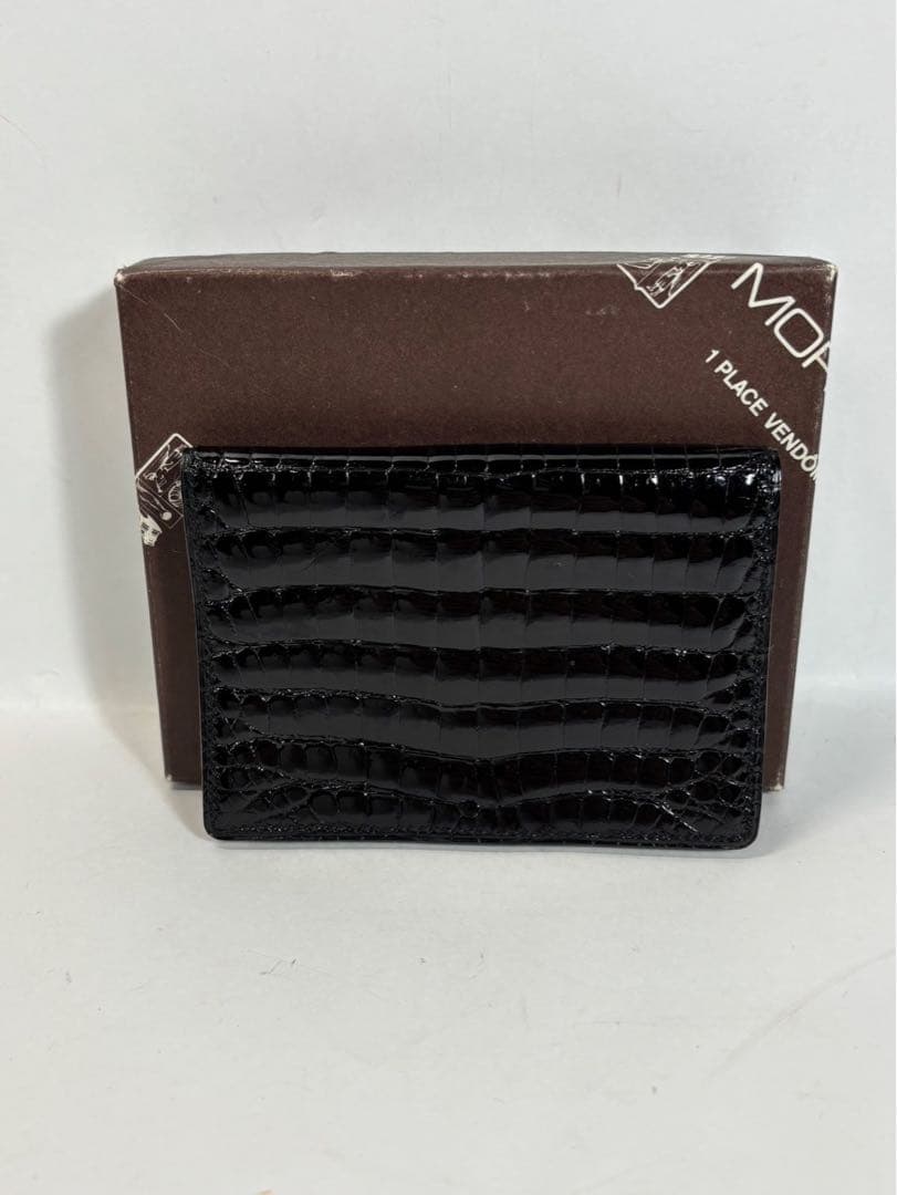 Morabito 名刺、カード入れ　クロコダイル　ブラック　モラビト