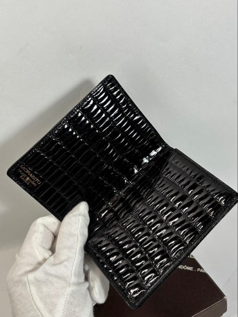 Morabito 名刺、カード入れ　クロコダイル　ブラック　モラビト