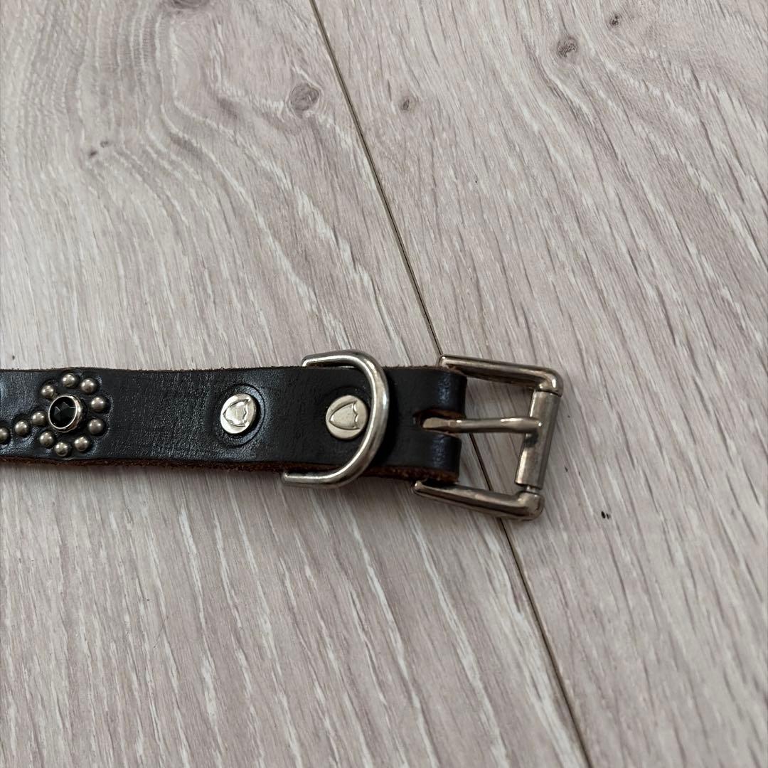 美品　HTC ナローベルト フラワースタッズベルト ブラックストーン32inch