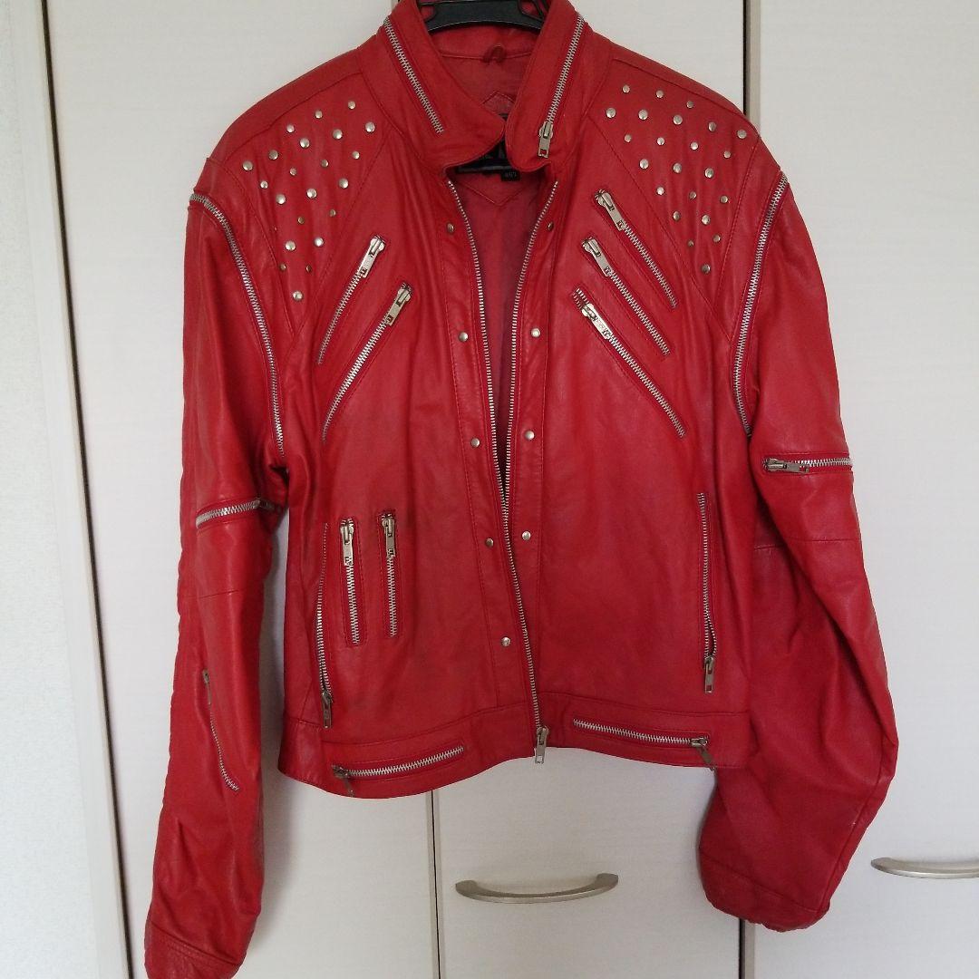L 赤 レザージャケット シングルライダースメンズサイズM