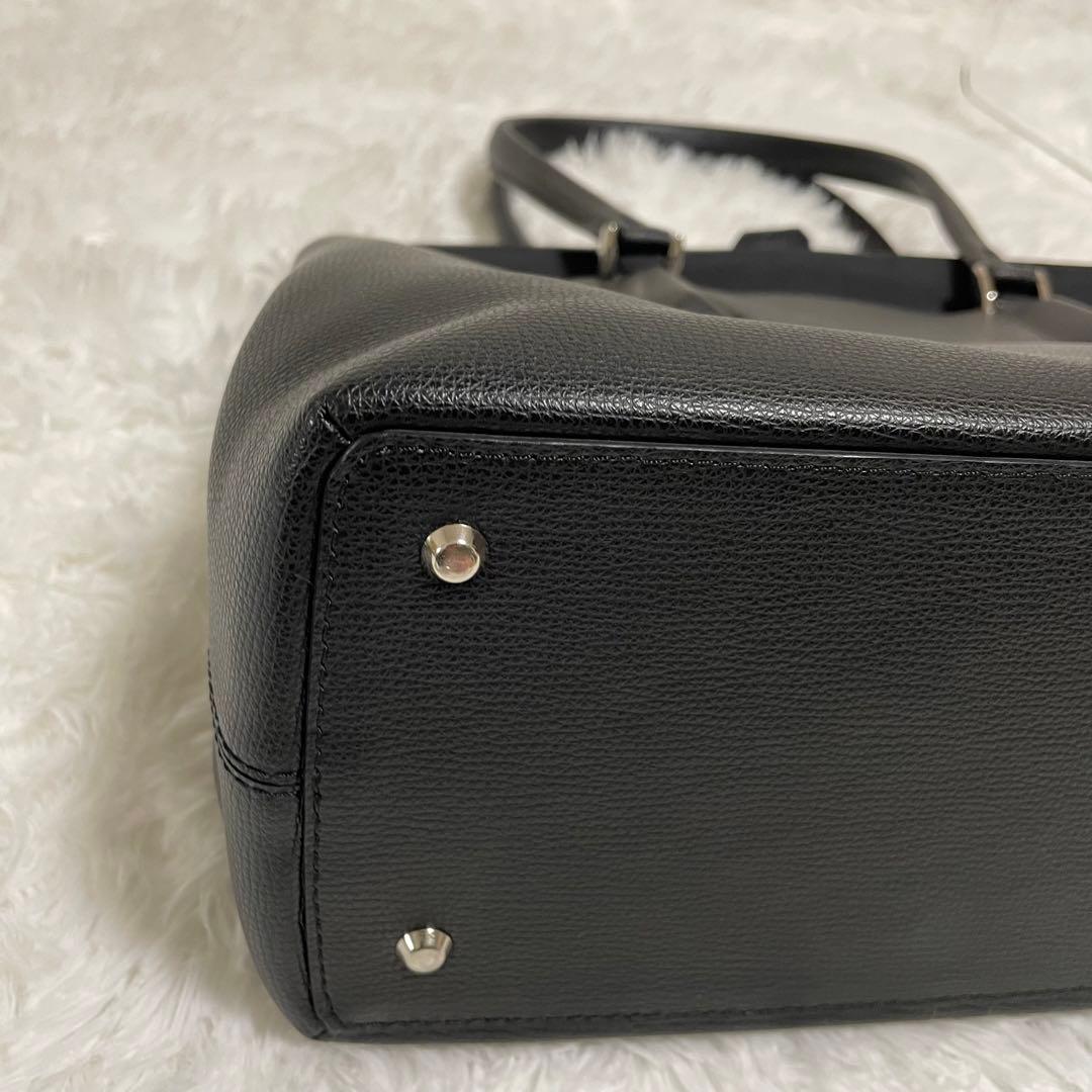 土屋鞄トートバッグ　ブラックレザーHINON ヒノン