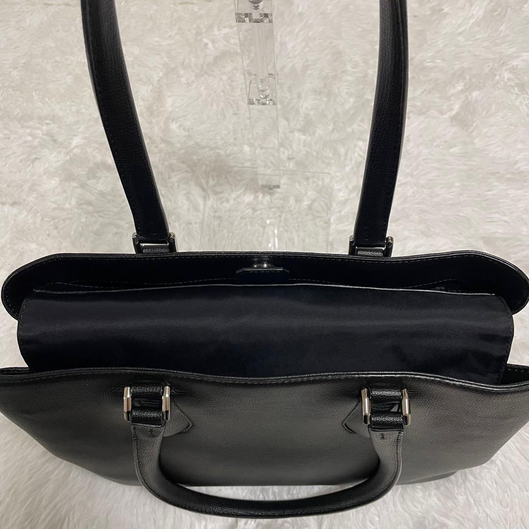 土屋鞄トートバッグ　ブラックレザーHINON ヒノン