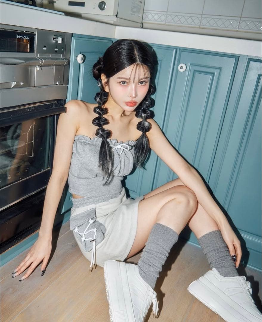 Darich コルセットフードスウェットトップス