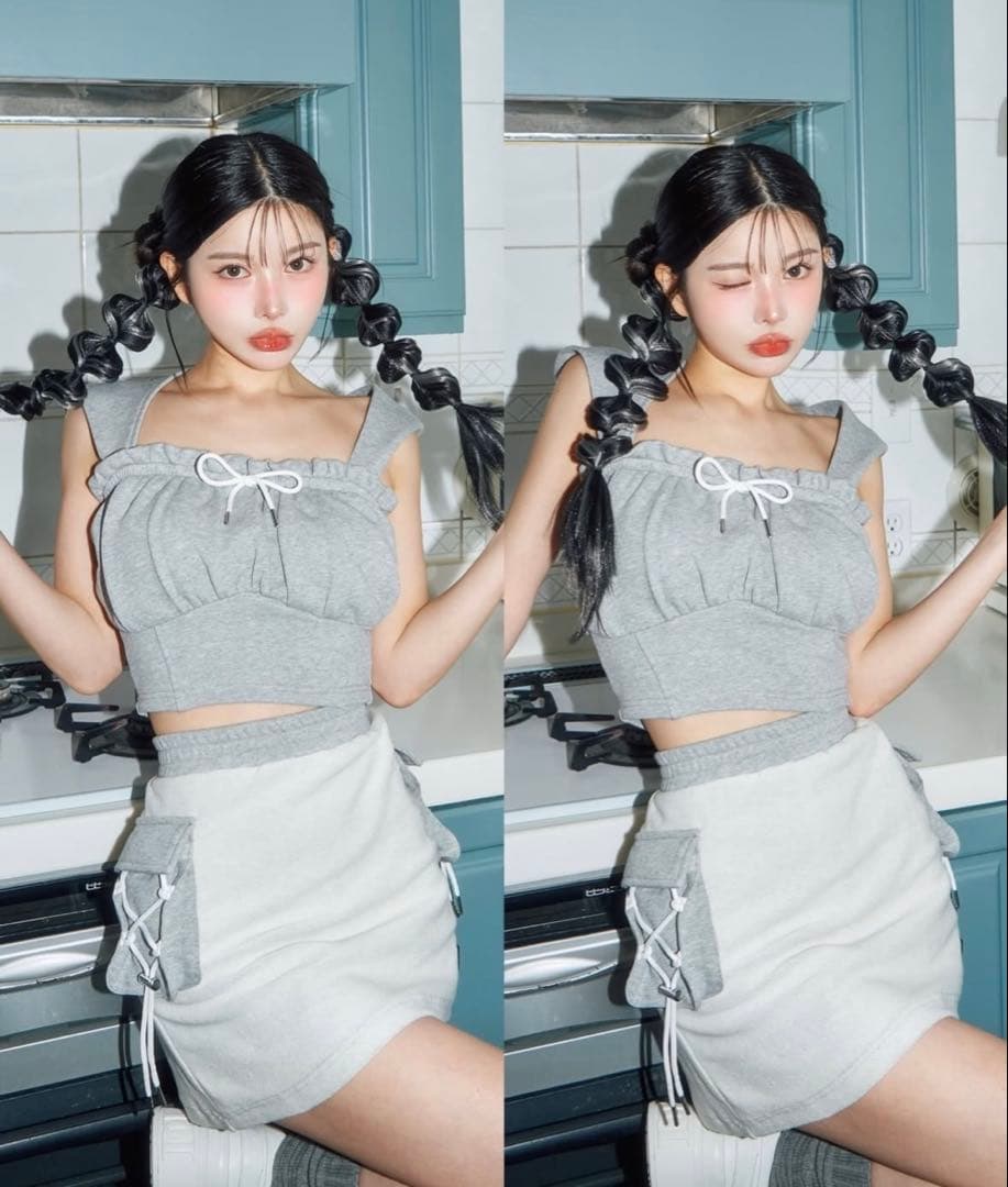 Darich コルセットフードスウェットトップス