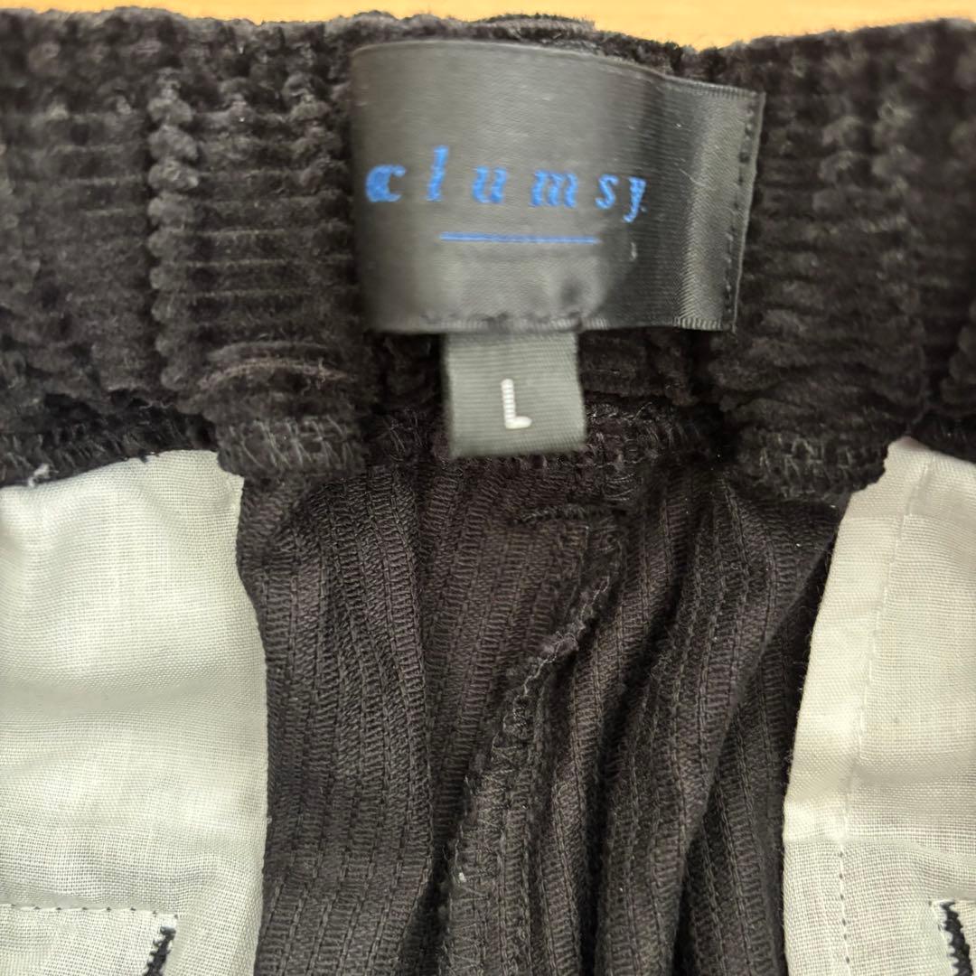 clumsy コーデュロイ 2タック パンツ ブラックL クラムジー