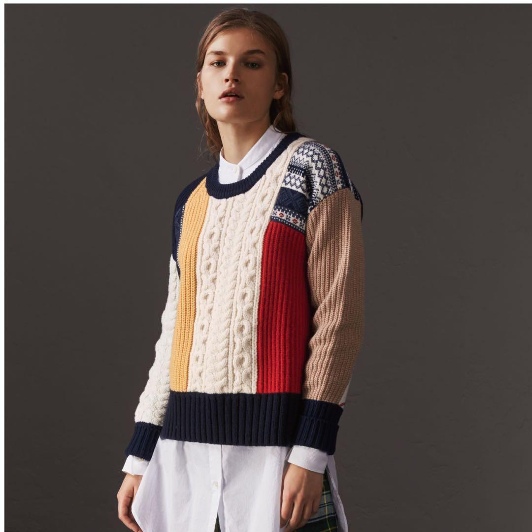 極美品 BURBERRY カシミヤ混 アシメトリー ケーブル チャンキーニット