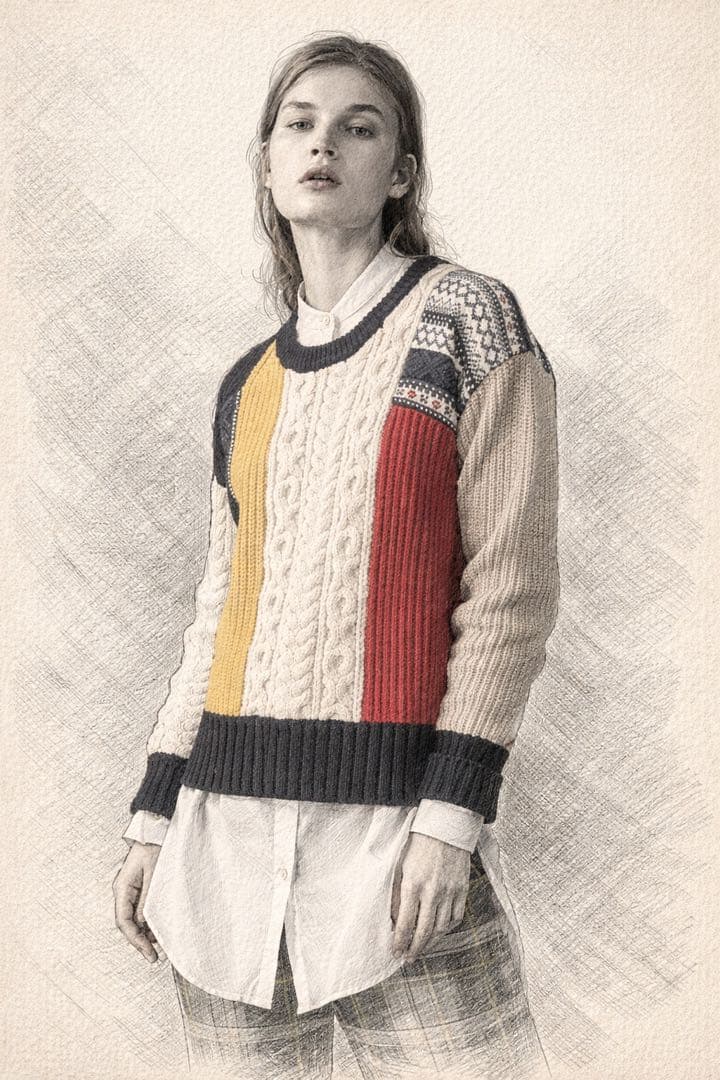 極美品 BURBERRY カシミヤ混 アシメトリー ケーブル チャンキーニット