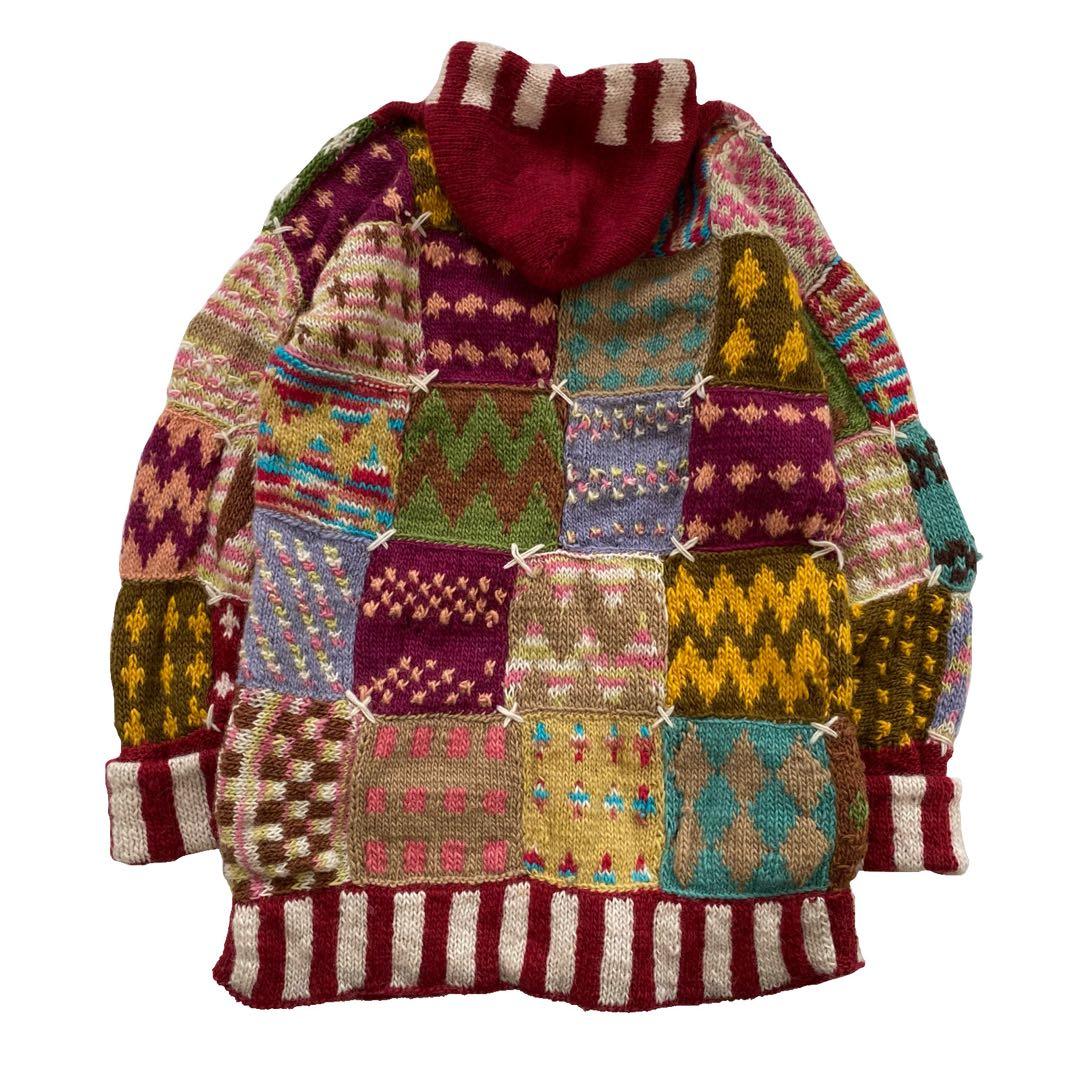 未使用品 EL RODEO エルロデオ パッチワーク ニット コート ニコちゃん
