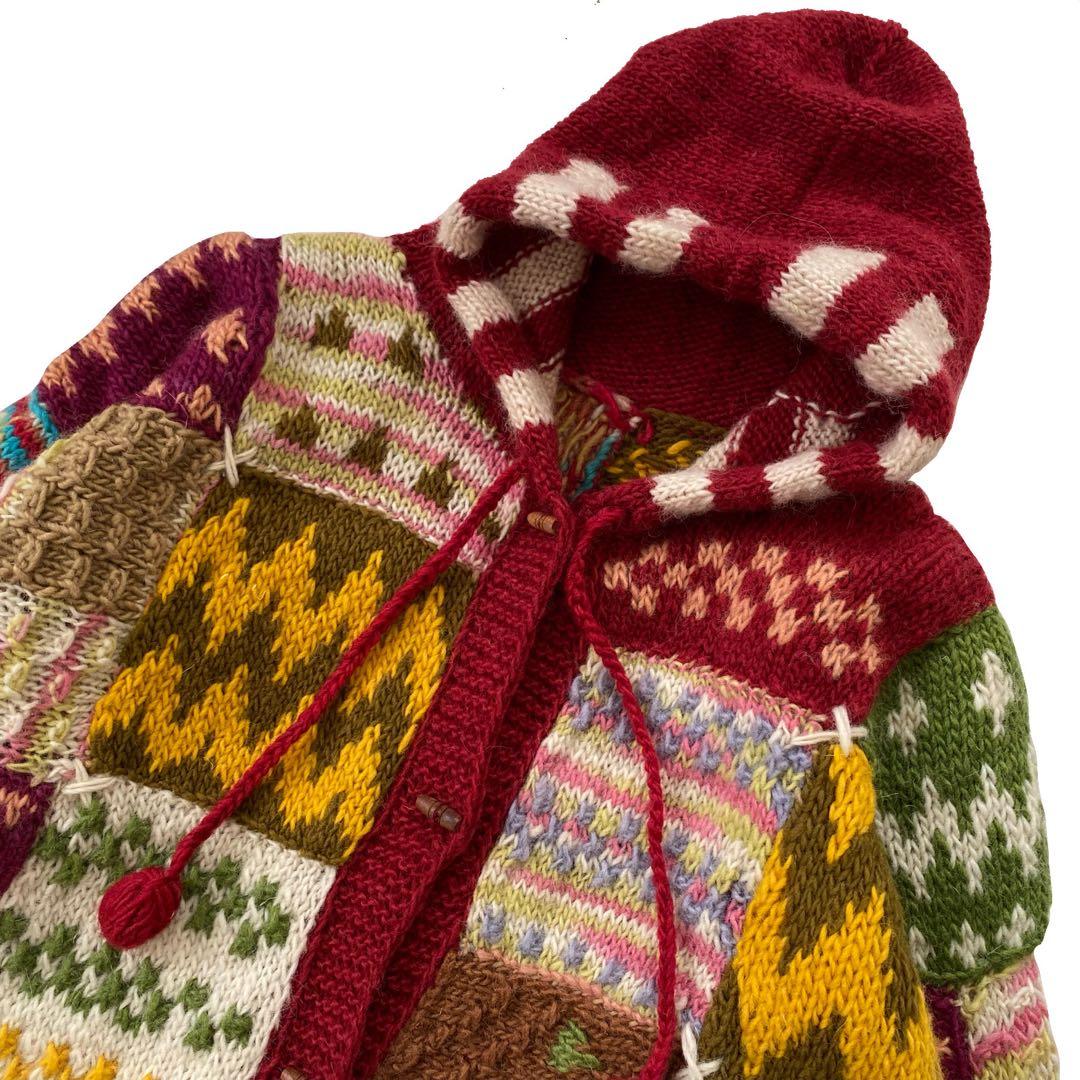 未使用品 EL RODEO エルロデオ パッチワーク ニット コート ニコちゃん