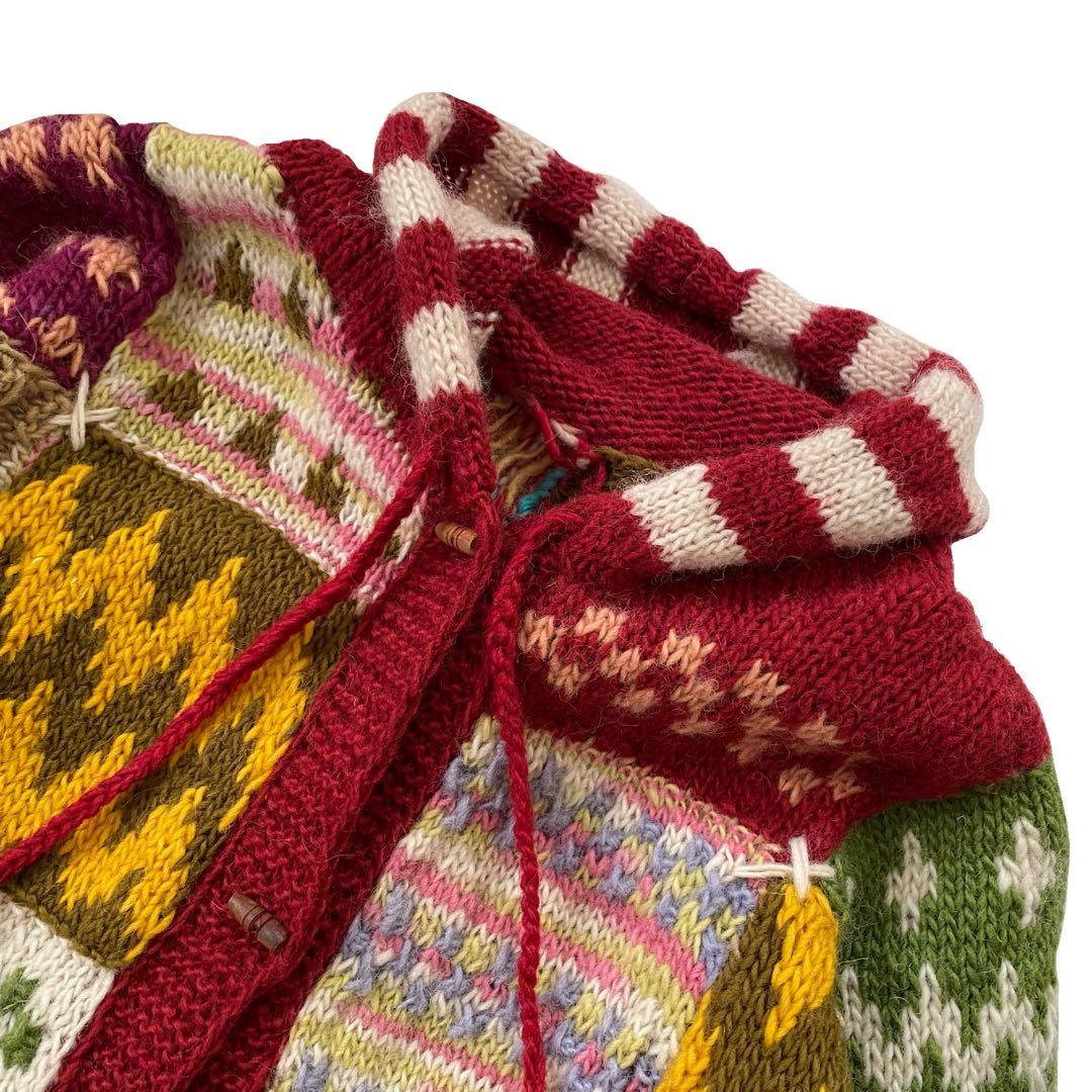 未使用品 EL RODEO エルロデオ パッチワーク ニット コート ニコちゃん