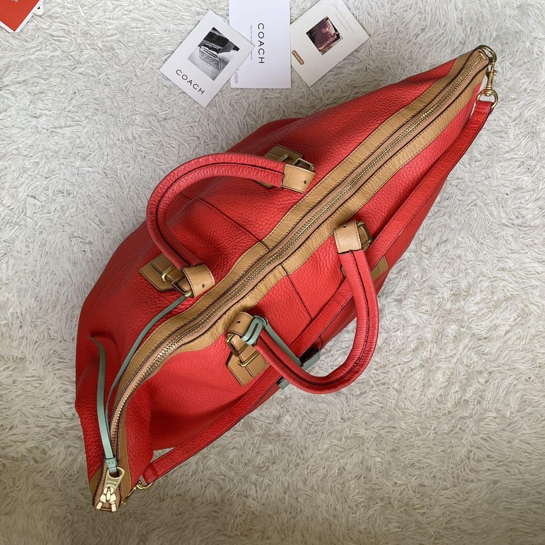 美品 COACH コーチ 特大 トート オレンジ ショルダーバッグ