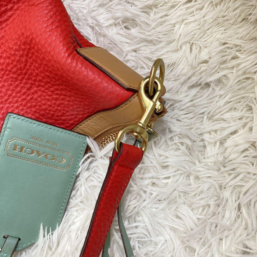 美品 COACH コーチ 特大 トート オレンジ ショルダーバッグ