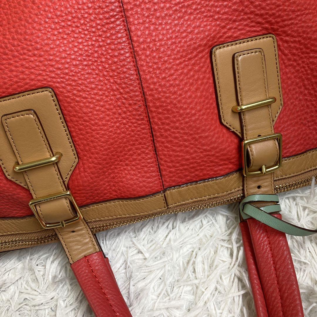 美品 COACH コーチ 特大 トート オレンジ ショルダーバッグ