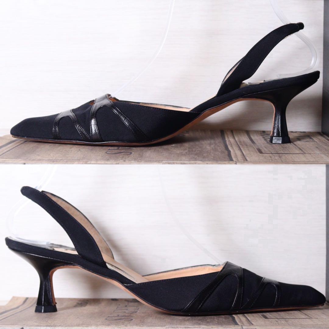 【美品】Manolo Blahnik マノロブラニク 24.5 キャロリン 黒